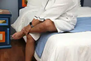 Man suiffering with diabetic foot pain